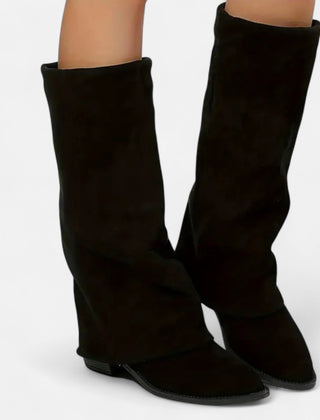 Women's Faux Leather Knee High Boots | Elegant Chunky Heel Long Footwear 1