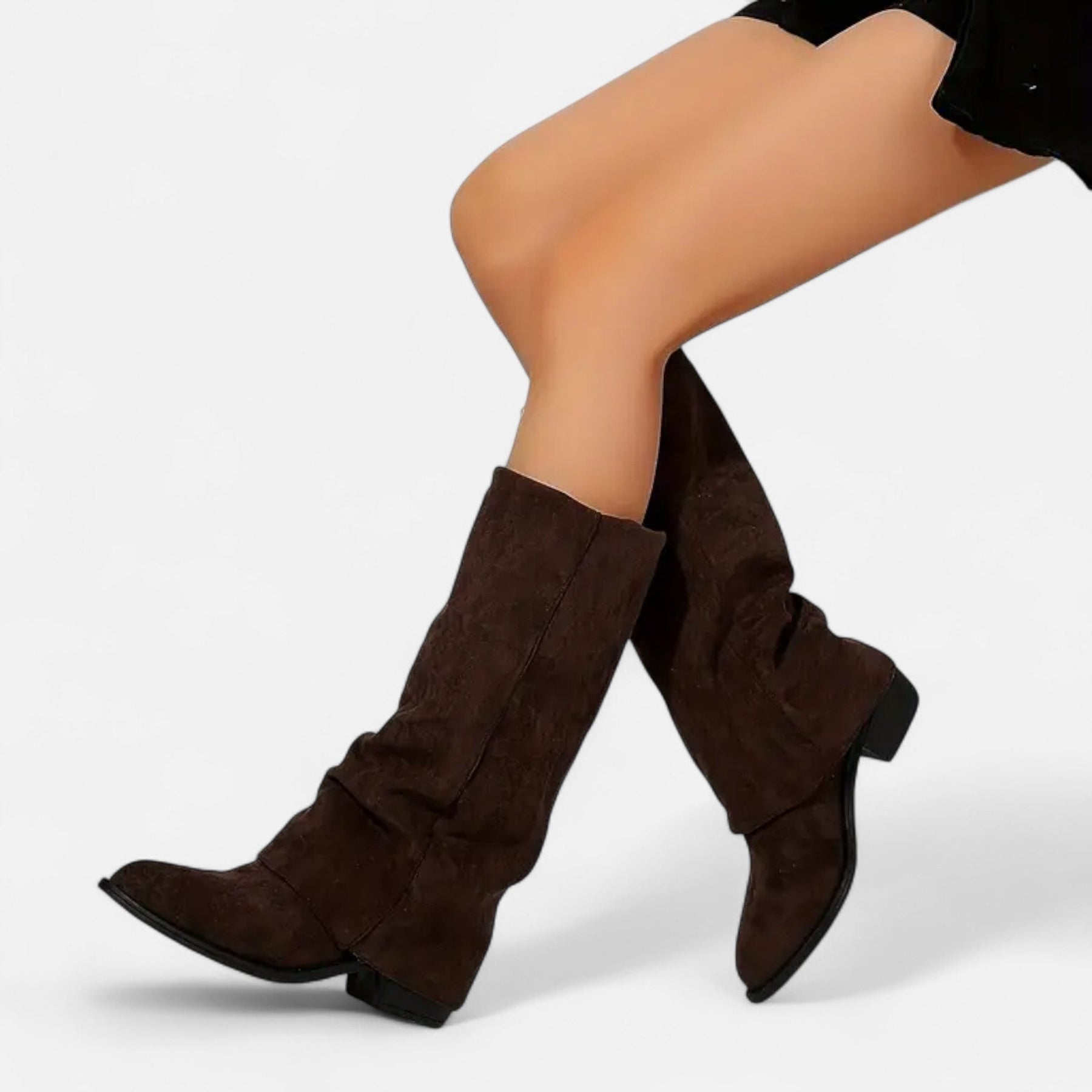 Women's Faux Leather Knee High Boots | Elegant Chunky Heel Long Footwear 2