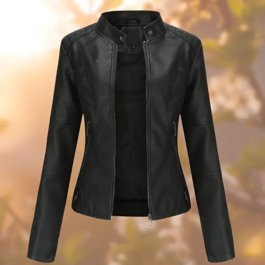 Women's Faux Leather Moto Jacket | Stylish Slim-Fit Outerwear for Everyday Elegance 0
