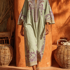 Women's Floral Embroidered Maxi Dress | Elegant Boho Summer Dress 1