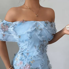 Women's Floral Embroidered Maxi Dress | Elegant Off-Shoulder Summer Gown 2