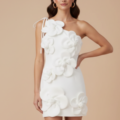 Women's Floral Mini Dress | Strapless Bodycon with 3D Appliqué | Elegant Summer Cocktail Dress 1