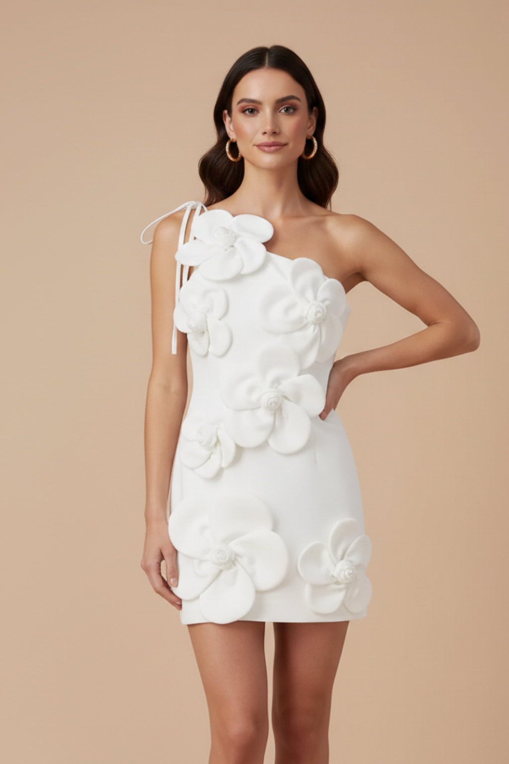 Women's Floral Mini Dress | Strapless Bodycon with 3D Appliqué | Elegant Summer Cocktail Dress 1