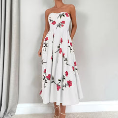 Women's Floral Print A-Line Dress | Elegant Off-Shoulder Summer Style 0