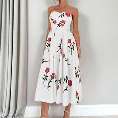 Women's Floral Print A-Line Dress | Elegant Off-Shoulder Summer Style 2