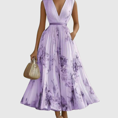 Women's Floral Print A-Line Midi Dress | Elegant Sleeveless Summer Dress 10