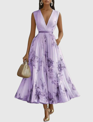 Women's Floral Print A-Line Midi Dress | Elegant Sleeveless Summer Dress 10