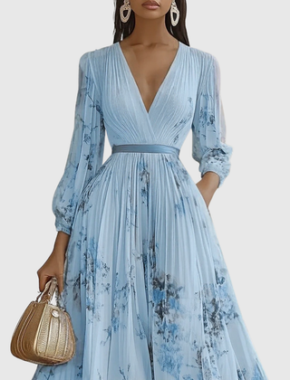 Women's Floral Print A-Line Midi Dress | Elegant Sleeveless Summer Dress 4
