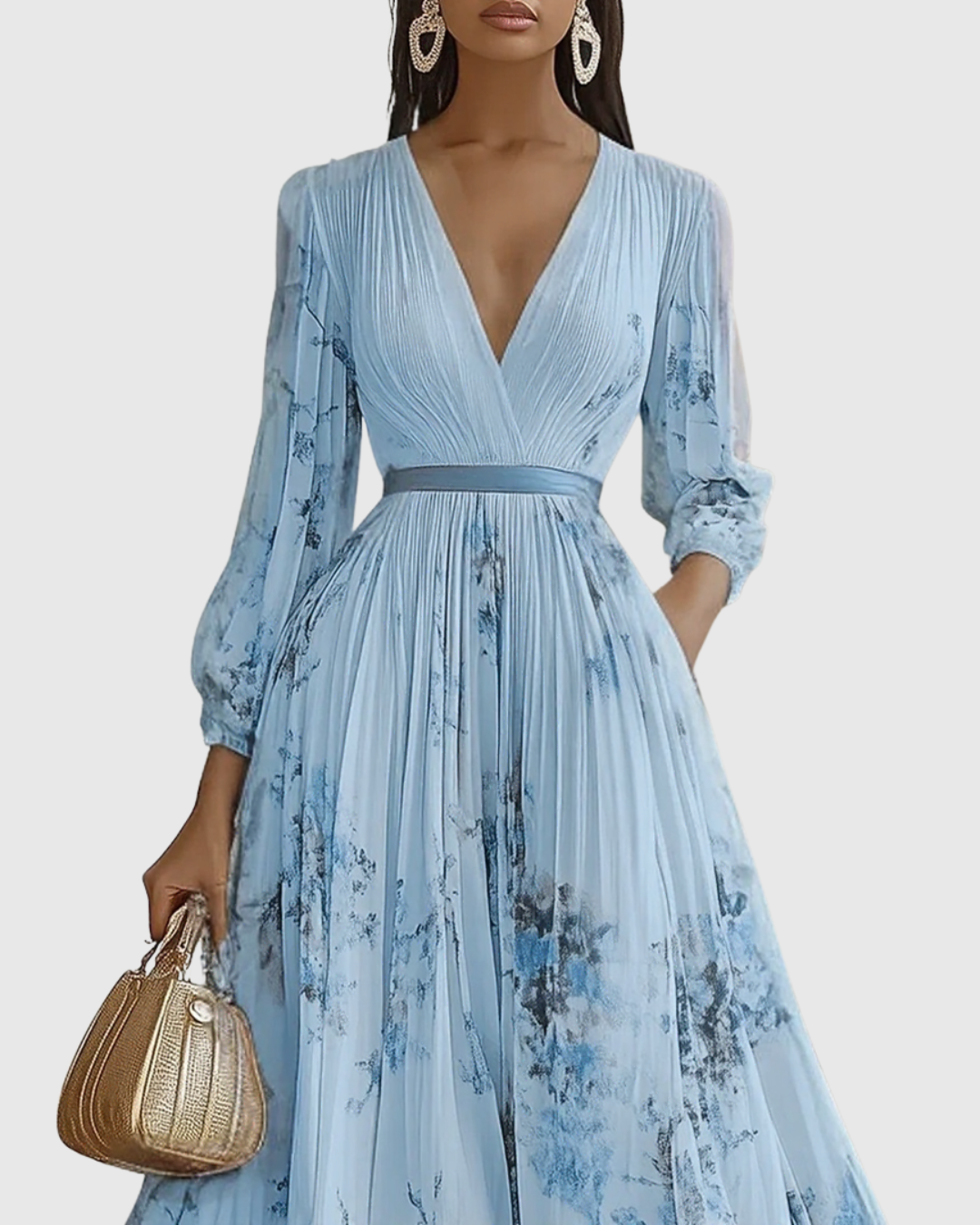 Women's Floral Print A-Line Midi Dress | Elegant Sleeveless Summer Dress 4