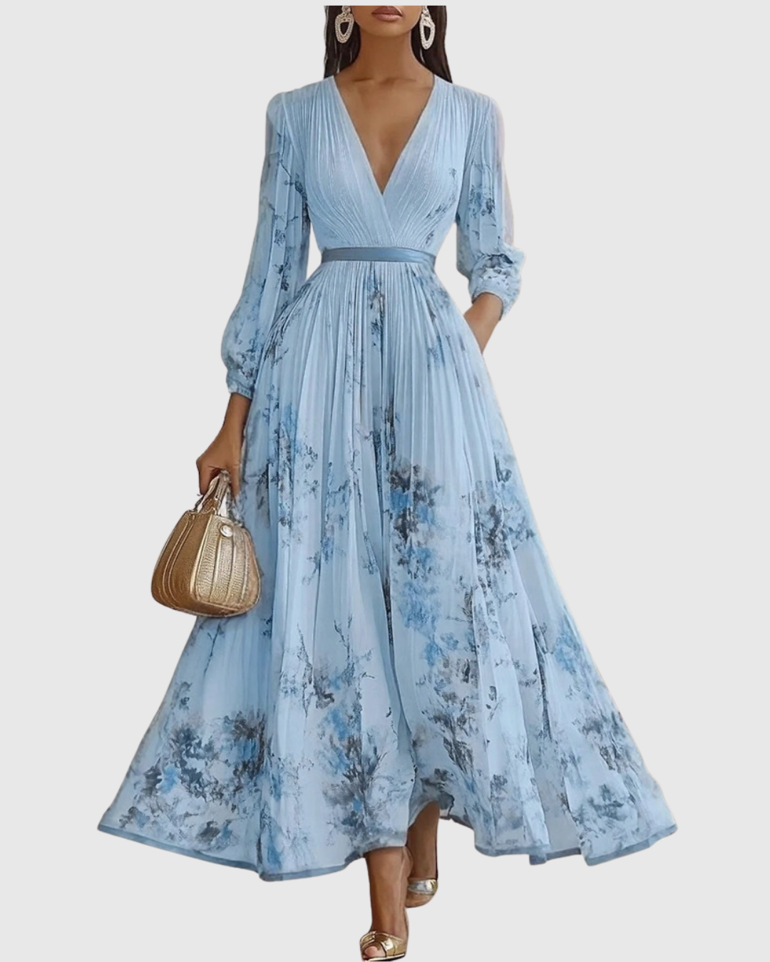 Women's Floral Print A-Line Midi Dress | Elegant Sleeveless Summer Dress 5