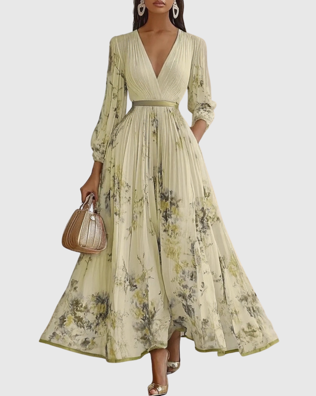 Women's Floral Print A-Line Midi Dress | Elegant Sleeveless Summer Dress 7