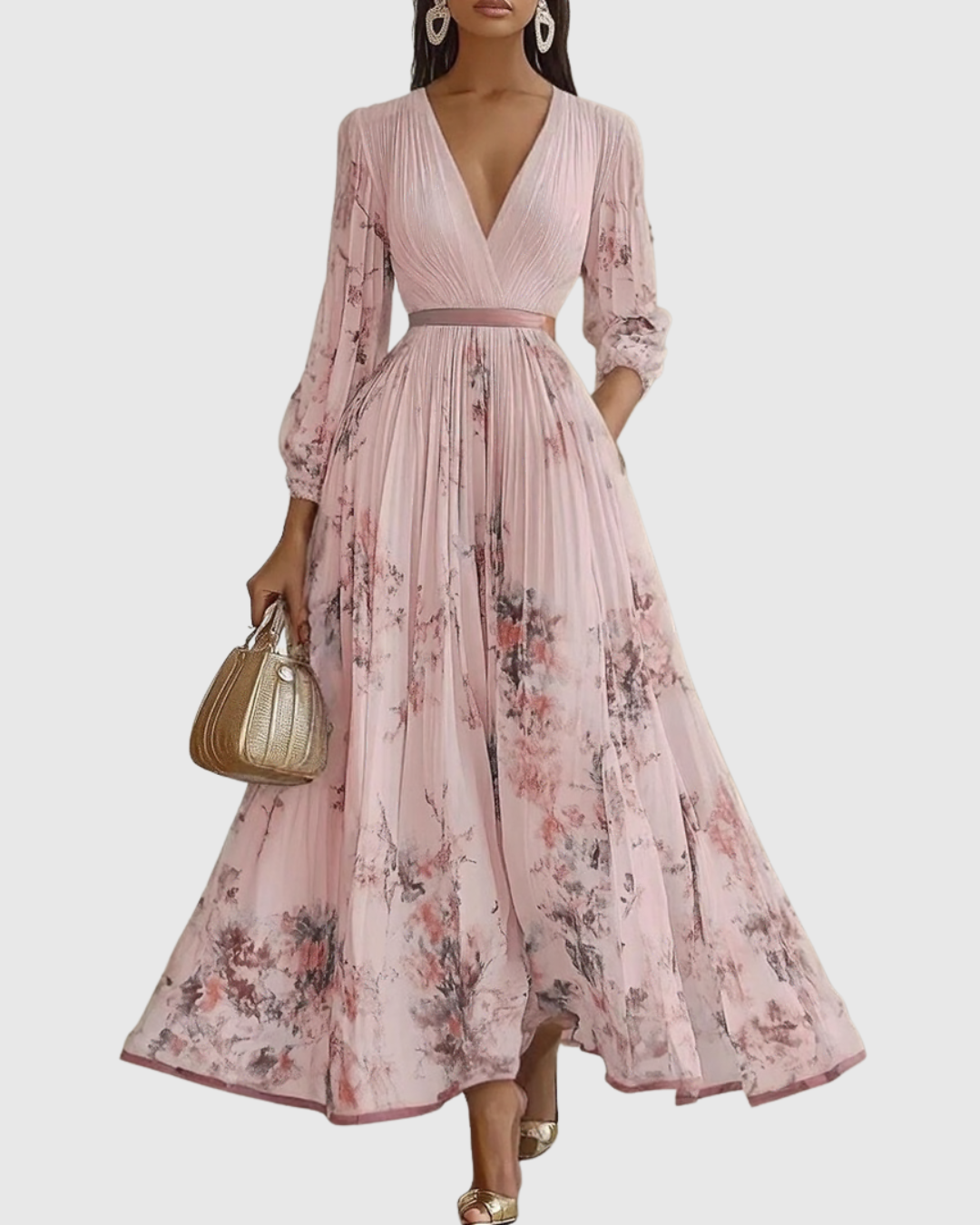 Women's Floral Print A-Line Midi Dress | Elegant Sleeveless Summer Dress 9