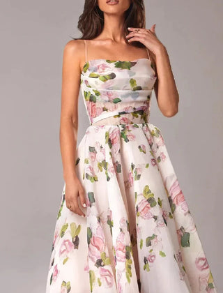 Women's Floral Print Midi Dress | Elegant Strapless Summer Cocktail Dress 4