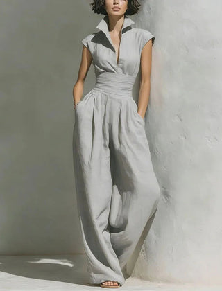 Women's Flowy Wide Leg Jumpsuit | Comfortable Sleeveless Summer Outfit 0
