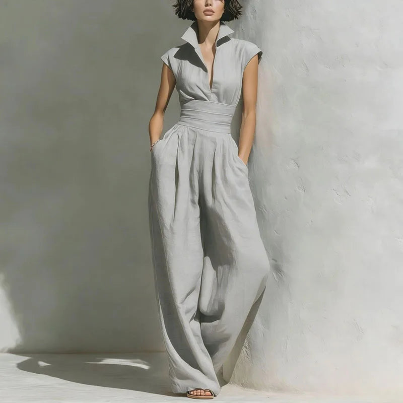 Women's Flowy Wide Leg Jumpsuit | Comfortable Sleeveless Summer Outfit 0