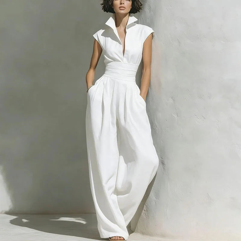 Women's Flowy Wide Leg Jumpsuit | Comfortable Sleeveless Summer Outfit 1