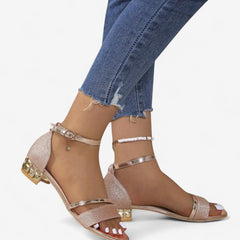 Women's Glitter Block Heel Sandals | Elegant Open-Toe Evening Shoes 3