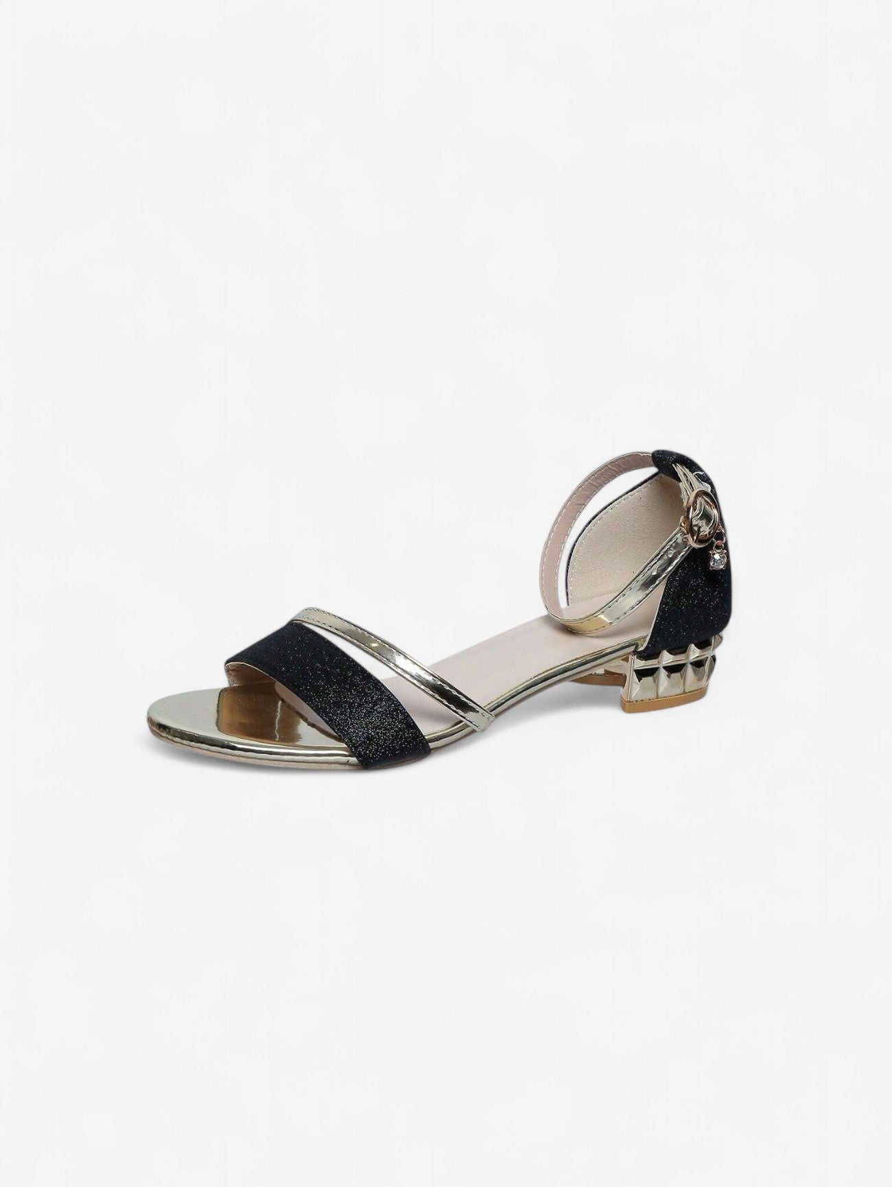 Women's Glitter Block Heel Sandals | Elegant Open-Toe Evening Shoes 8
