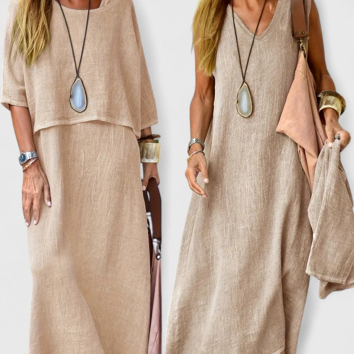 Women's Layered Maxi Dress | Elegant Flowy Summer Outfit 0