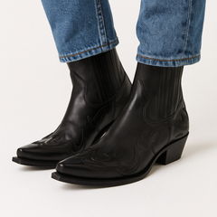 Women's Leather Cowgirl Ankle Boots | Stylish Western Pointed Toe Booties 1