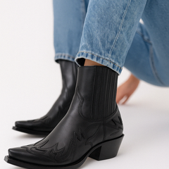 Women's Leather Cowgirl Ankle Boots | Stylish Western Pointed Toe Booties 3
