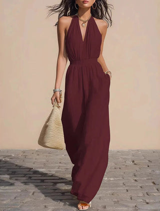 Women's Lightweight Airy Fabric Jumpsuit | Relaxed Wide-Leg Summer Outfit 0