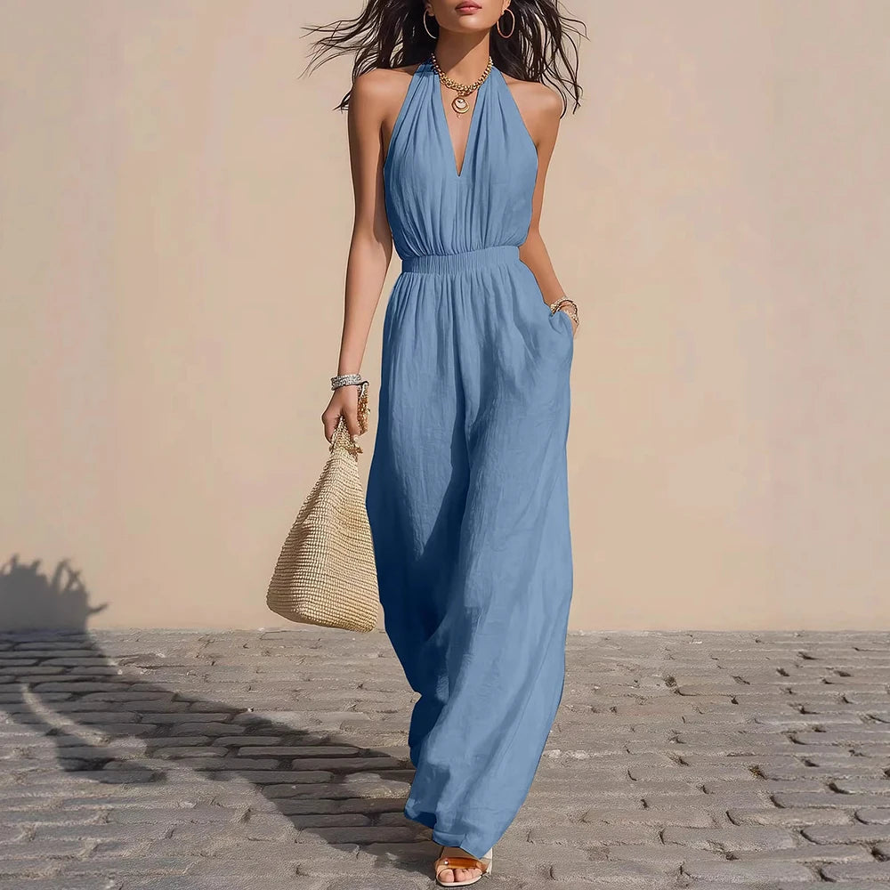 Women's Lightweight Airy Fabric Jumpsuit | Relaxed Wide-Leg Summer Outfit 1