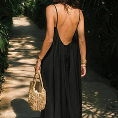 Women's Lightweight Backless Maxi Dress | Elegant Summer Gown in Wine 0