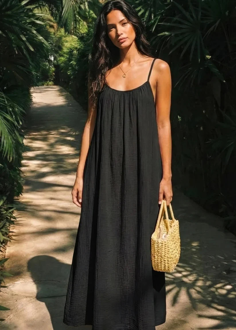 Women's Lightweight Backless Maxi Dress | Elegant Summer Gown in Wine 3