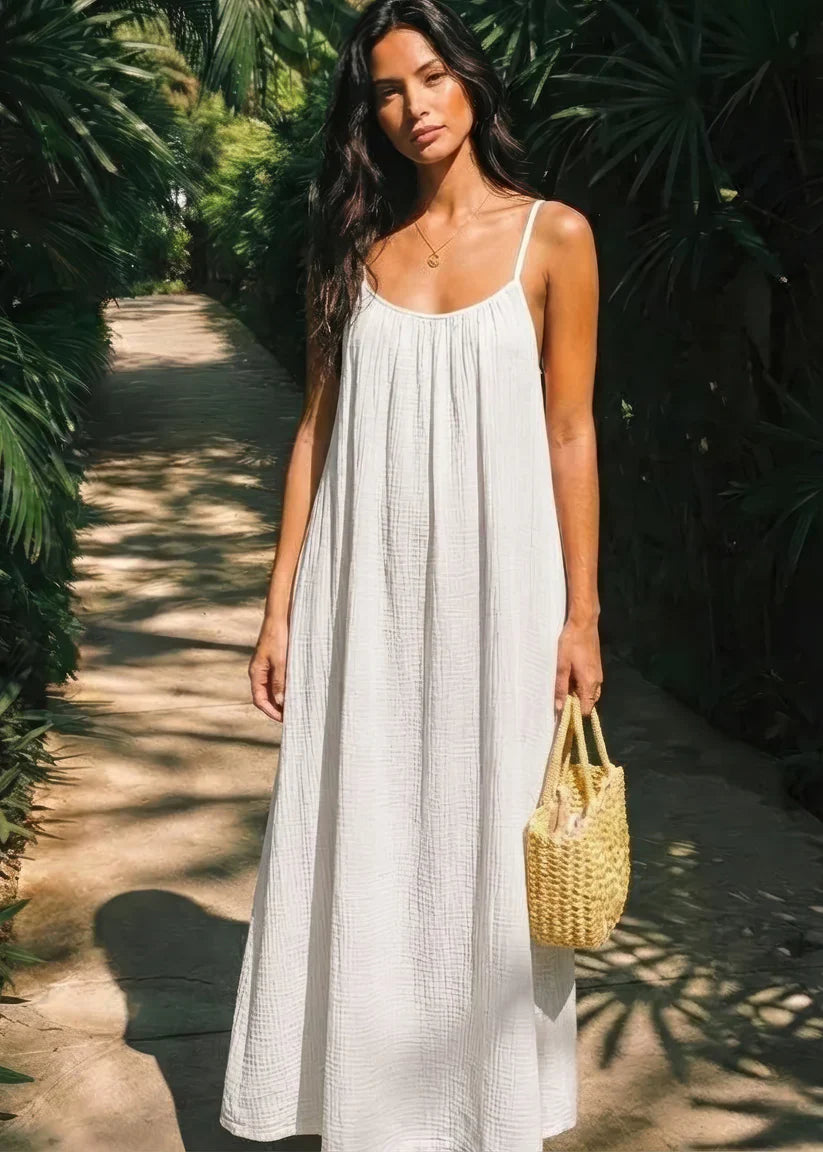 Women's Lightweight Backless Maxi Dress | Elegant Summer Gown in Wine 5
