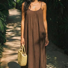 Women's Lightweight Backless Maxi Dress | Elegant Summer Gown in Wine 7