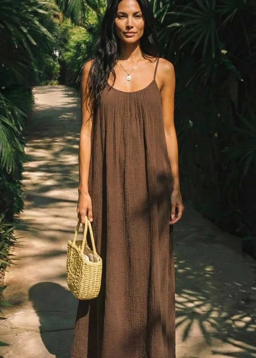 Women's Lightweight Backless Maxi Dress | Elegant Summer Gown in Wine 7