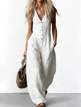 Women's Lightweight Breathable Jumpsuit | Elegant Sleeveless Summer One-Piece Outfit 0