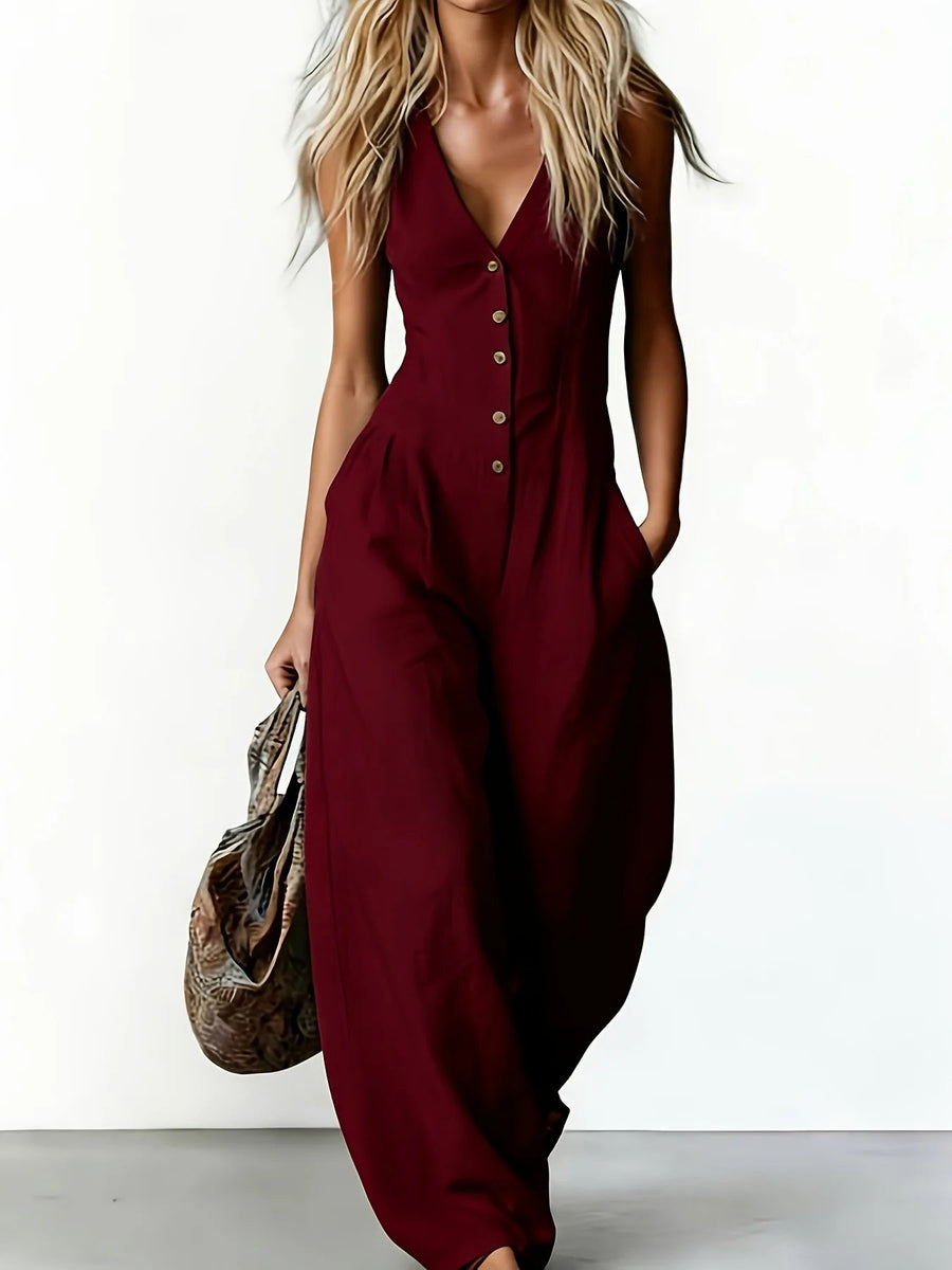 Women's Lightweight Breathable Jumpsuit | Elegant Sleeveless Summer One-Piece Outfit 1