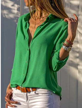 Women's Lightweight Button-Up Blouse | Elegant Long Sleeve Top | Chic Relaxed Fit 1