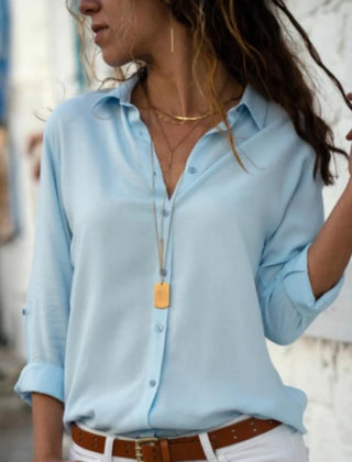 Women's Lightweight Button-Up Blouse | Elegant Long Sleeve Top | Chic Relaxed Fit 3