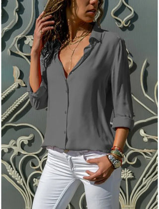 Women's Lightweight Button-Up Blouse | Elegant Long Sleeve Top | Chic Relaxed Fit 4