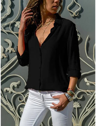Women's Lightweight Button-Up Blouse | Elegant Long Sleeve Top | Chic Relaxed Fit 5