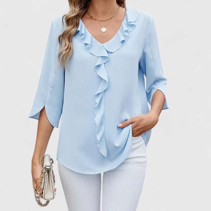 Women's Lightweight Chiffon Blouse | Elegant Ruffle V-Neck Summer Top 1