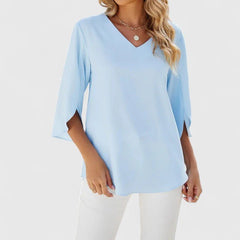 Women's Lightweight Chiffon Blouse | Elegant Ruffle V-Neck Summer Top 2