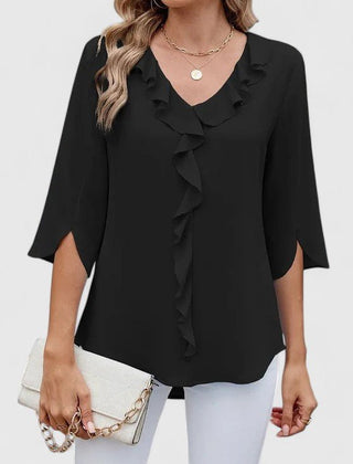 Women's Lightweight Chiffon Blouse | Elegant Ruffle V-Neck Summer Top 4