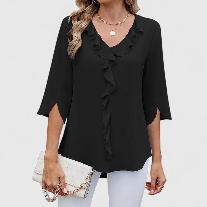 Women's Lightweight Chiffon Blouse | Elegant Ruffle V-Neck Summer Top 4