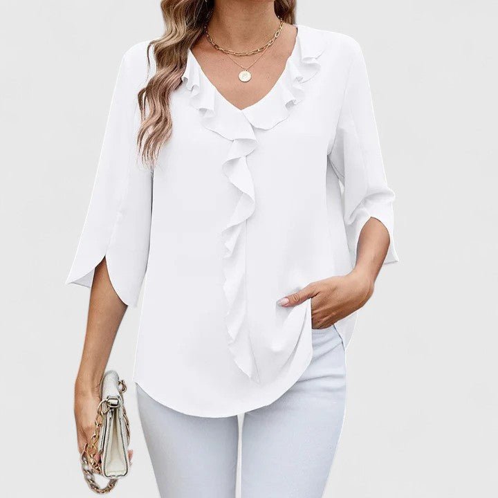 Women's Lightweight Chiffon Blouse | Elegant Ruffle V-Neck Summer Top 5