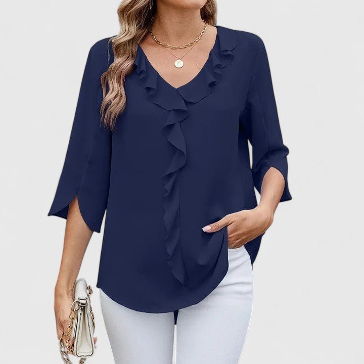 Women's Lightweight Chiffon Blouse | Elegant Ruffle V-Neck Summer Top 8