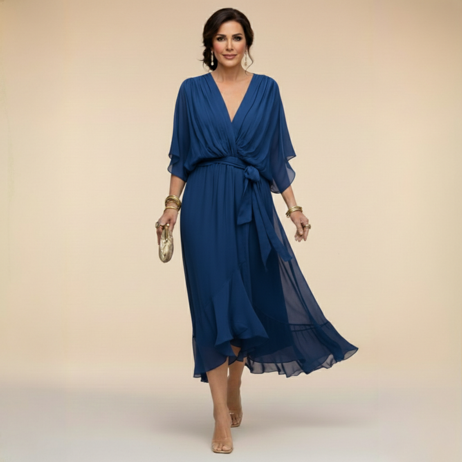Women's Lightweight Chiffon Dress | Elegant V-Neck Summer Cocktail Dress 2