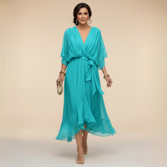 Women's Lightweight Chiffon Dress | Elegant V-Neck Summer Cocktail Dress 4