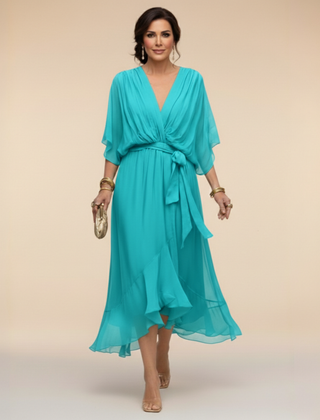 Women's Lightweight Chiffon Dress | Elegant V-Neck Summer Cocktail Dress 4