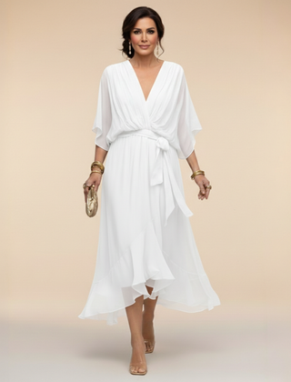 Women's Lightweight Chiffon Dress | Elegant V-Neck Summer Cocktail Dress 5