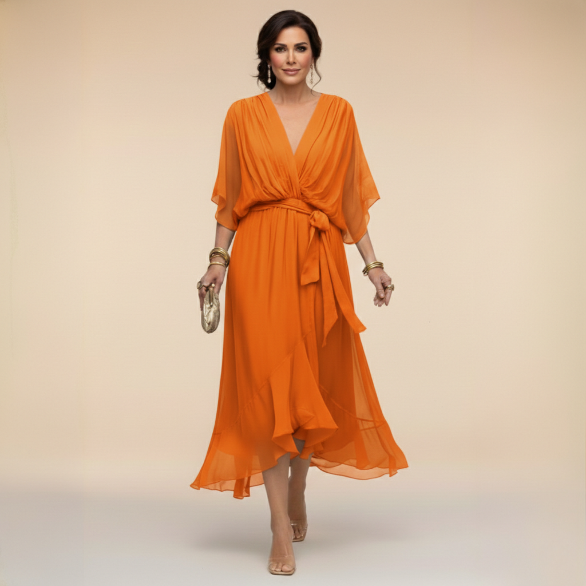 Women's Lightweight Chiffon Dress | Elegant V-Neck Summer Cocktail Dress 7