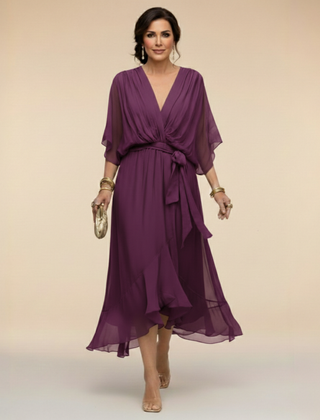 Women's Lightweight Chiffon Dress | Elegant V-Neck Summer Cocktail Dress 8
